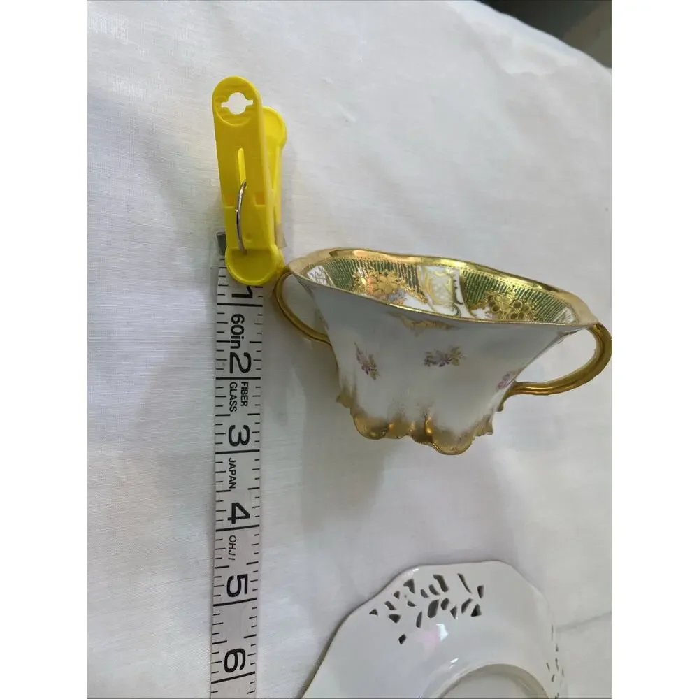 Antique Dresden 28936 demitasse cup and saucer, hand painted (not matching)